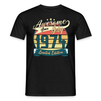 July 1974 Vintage Birthday Gift - Men's T-Shirt - black - Front - AI Model Male 178 light (178cm)