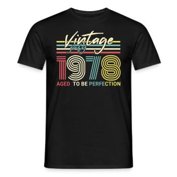 born in July 1978 - Men's T-Shirt - black - Front - AI Model Male 178 light (178cm)