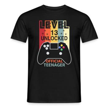 13 Birthday Level 13 Unlocked Official Teenager - Männer T-Shirt - Schwarz - Vorne - AI Model Male 178 light (178cm)