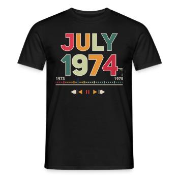 Vintage in July 1974 - Men's T-Shirt - black - Front - AI Model Male 178 light (178cm)