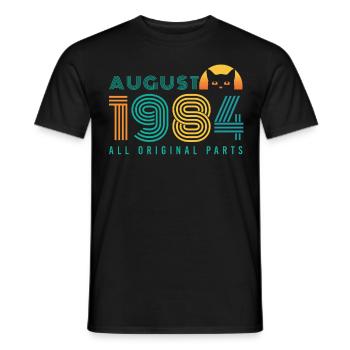 vintage in August 1984 gift idea - Men's T-Shirt - black - Front - AI Model Male 178 light (178cm)
