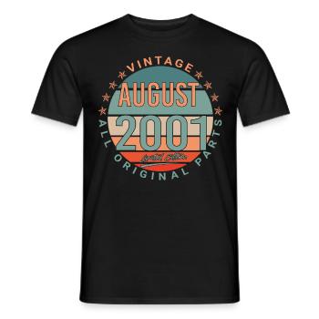 Im August 2001 Vintage Geschenkidee - Männer T-Shirt - Schwarz - Vorne - AI Model Male 178 light (178cm)