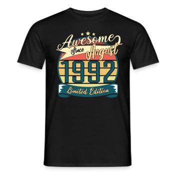 Vintage 1992 August Geschenkidee - Männer T-Shirt - Schwarz - Vorne - AI Model Male 178 light (178cm)