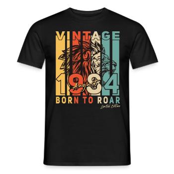 In August 1984 Vintage Lion Gift - Men's T-Shirt - black - Front - AI Model Male 178 light (178cm)