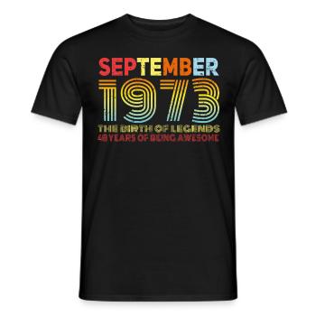September 1973 Vintage gift idea - Men's T-Shirt - black - Front - AI Model Male 178 light (178cm)