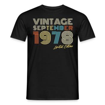 Vintage En Septembre 1978 Idée cadeau - T-shirt homme - noir - Devant - AI Model Male 178 light (178cm)