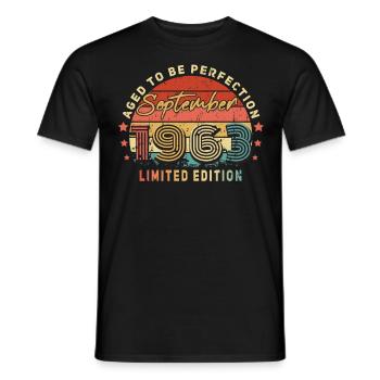 Born in September 1963 Vintage - Men's T-Shirt - black - Front - AI Model Male 178 light (178cm)