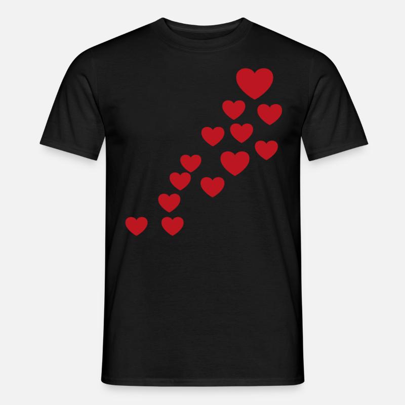 Rote Herzen - Männer T-Shirt - Schwarz