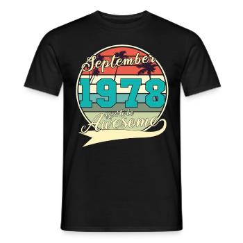 Septembre 1978 Idée de cadeau - T-shirt homme - noir - Devant - AI Model Male 178 light (178cm)