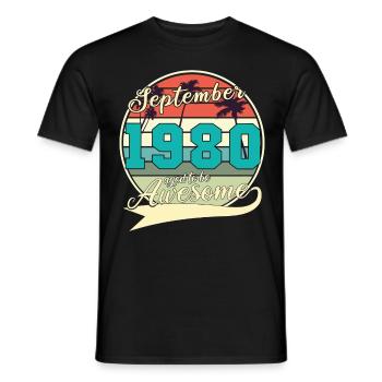 September 1980 Geschenkidee - Männer T-Shirt - Schwarz - Vorne - AI Model Male 178 light (178cm)