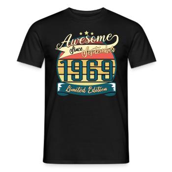 Né en septembre 1969 Vintage - T-shirt homme - noir - Devant - AI Model Male 178 light (178cm)