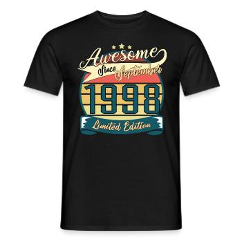 Vintage 1998 September Geschenkidee - Männer T-Shirt - Schwarz - Vorne - AI Model Male 178 light (178cm)