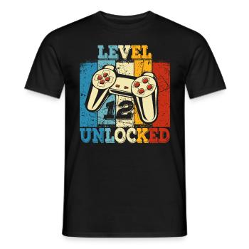 Birthday 12 Official Teens Young Level 12 - Men's T-Shirt - black - Front - AI Model Male 178 light (178cm)
