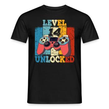 Geburtstag 14 Offizielle Teenager Junge Level 14 - Männer T-Shirt - Schwarz - Vorne - AI Model Male 178 light (178cm)