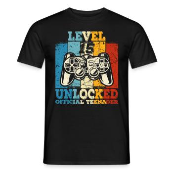 Geburtstag 15 Offizielle Teenager Junge Level 15 - Männer T-Shirt - Schwarz - Vorne - AI Model Male 178 light (178cm)