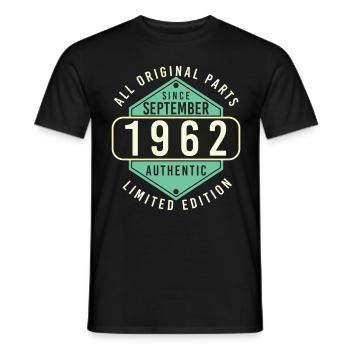 Born in Septenber 1962 Vintage - Men's T-Shirt - black - Front - AI Model Male 178 light (178cm)
