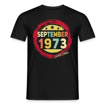 Born in September 1973 Vintage - Men's T-Shirt - black - Front - AI Model Male 178 light (178cm)