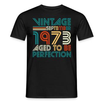 1973 September Perfection Retro - Men's T-Shirt - black - Front - AI Model Male 178 light (178cm)