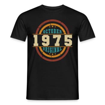 Né octobre 1975 Orginal Retro - T-shirt homme - noir - Devant - AI Model Male 178 light (178cm)