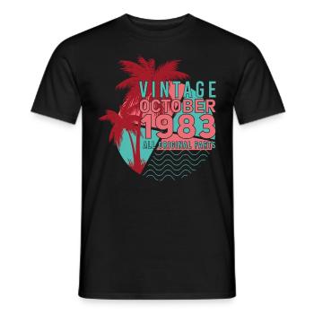 Né En Octobre 1983 Palme Rétro - T-shirt homme - noir - Devant - AI Model Male 178 light (178cm)
