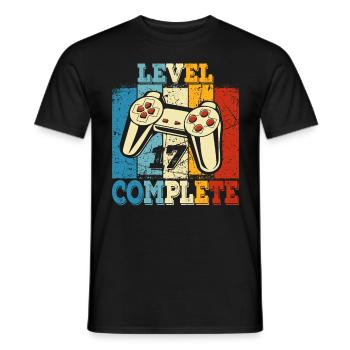 Men's Level 17 Complete Birthday Shirt Gamer - Men's T-Shirt - black - Front - AI Model Male 178 light (178cm)