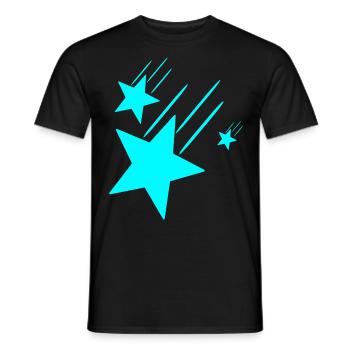 3 Türkisfarbende Sterne - Männer T-Shirt - Schwarz - Vorne - AI Model Male 178 light (178cm)