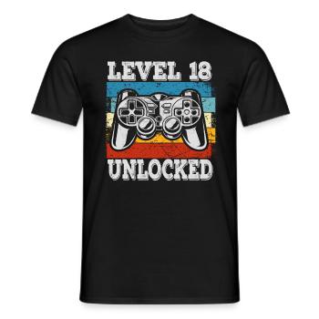 Herren Level 18 Unlocked Geburtstagsshirt Gamer - Männer T-Shirt - Schwarz - Vorne - AI Model Male 178 light (178cm)