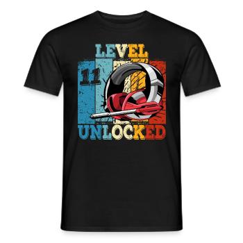 Kids Level 11 Unlocked Birthday Shirt Gamer - Men's T-Shirt - black - Front - AI Model Male 178 light (178cm)