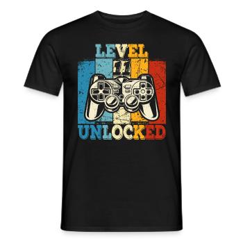 Kids Level 11 Unlocked Birthday Shirt Gamer - Men's T-Shirt - black - Front - AI Model Male 178 light (178cm)