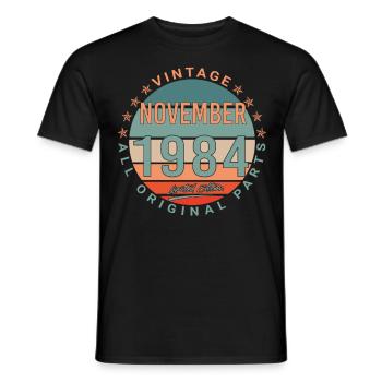 Born in November 1984 Vintage Edition - Men's T-Shirt - black - Front - AI Model Male 178 light (178cm)
