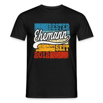 Bester Ehemann seit Jahr 2012 Hochzeitstag - Männer T-Shirt - Schwarz - Vorne - AI Model Male 178 light (178cm)