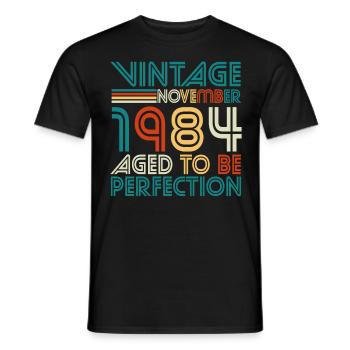 Born in November 1984 Vintage - Men's T-Shirt - black - Front - AI Model Male 178 light (178cm)