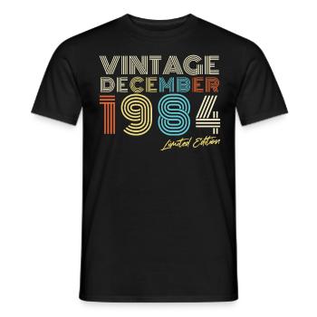 Born December 1984 Vintage - Men's T-Shirt - black - Front - AI Model Male 178 light (178cm)