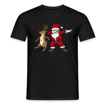 Santa Claus Dabbing Santa Claus and Reindeer - Men's T-Shirt - black - Front - AI Model Male 178 light (178cm)