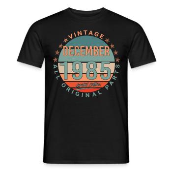 Né en décembre 1985 Vintage - T-shirt homme - noir - Devant - AI Model Male 178 light (178cm)
