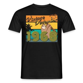 1968 In December Vintage Sloth - Men's T-Shirt - black - Front - AI Model Male 178 light (178cm)