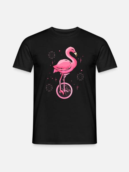 Einrad Flamingo - Einrad Fahren - Männer T-Shirt - Schwarz