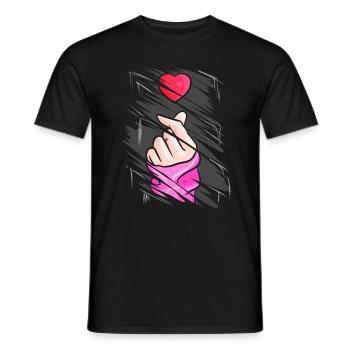 K-Pop Music Finger Heart Symbol Torn Design - T-shirt homme - noir - Devant - AI Model Male 178 light (178cm)