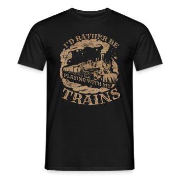 Je préfère jouer avec mes trains et mon Lokomotive - T-shirt homme - noir - Devant - AI Model Male 178 light (178cm)
