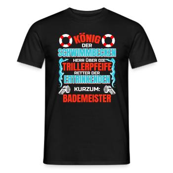 König der Schwimmbecken - Lustiger Bademeister - Männer T-Shirt - Schwarz - Vorne - AI Model Male 178 light (178cm)