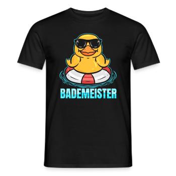 Bademeister - Quietscheente & Rettungsring - Männer T-Shirt - Schwarz - Vorne - AI Model Male 178 light (178cm)