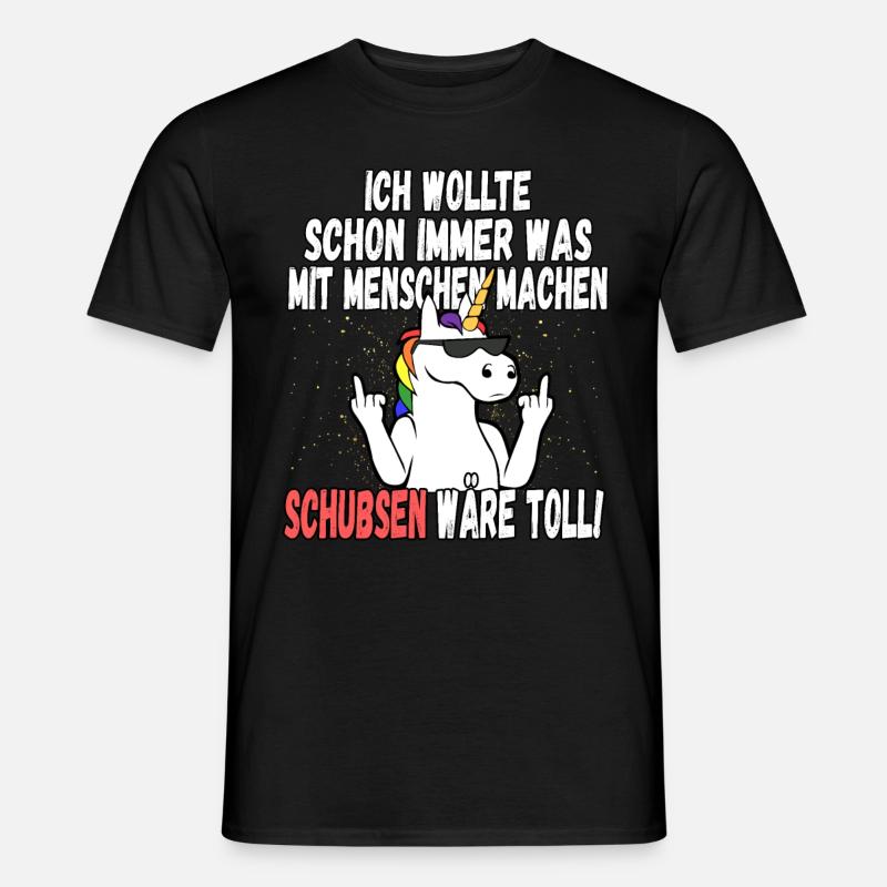 "Was mit Menschen machen" - lustig Einhorn Spruch - Männer T-Shirt - Schwarz