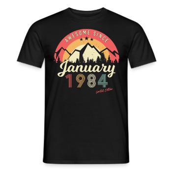 Né en janvier 1984 Mountains Vintage - T-shirt homme - noir - Devant - AI Model Male 178 light (178cm)