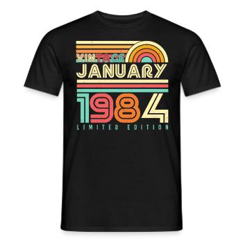 Born January 1984 Vintage - Men's T-Shirt - black - Front - AI Model Male 178 light (178cm)