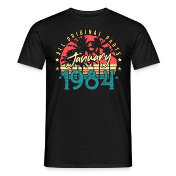 January 1984 Vintage gift idea - Men's T-Shirt - black - Front - AI Model Male 178 light (178cm)