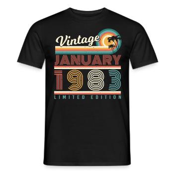 Geboren 1983 Januar Vintage - Männer T-Shirt - Schwarz - Vorne - AI Model Male 178 light (178cm)