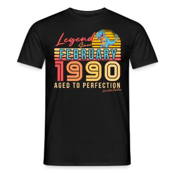 1990 Février Idée cadeau Dino Retro - T-shirt homme - noir - Devant - AI Model Male 178 light (178cm)
