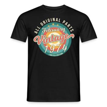 February 1974 Retro Original - Men's T-Shirt - black - Front - AI Model Male 178 light (178cm)