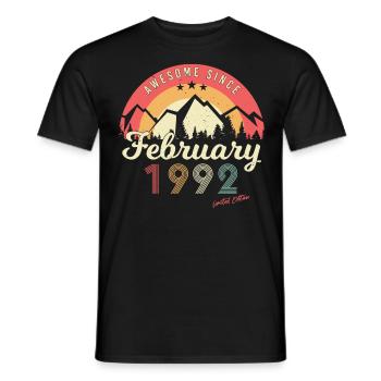 Geschenkidee Vintage Februar 1992 - Männer T-Shirt - Schwarz - Vorne - AI Model Male 178 light (178cm)