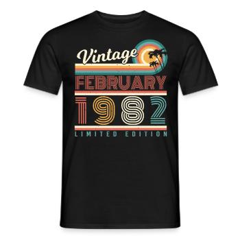 Né en février 1982 Vintage - T-shirt homme - noir - Devant - AI Model Male 178 light (178cm)
